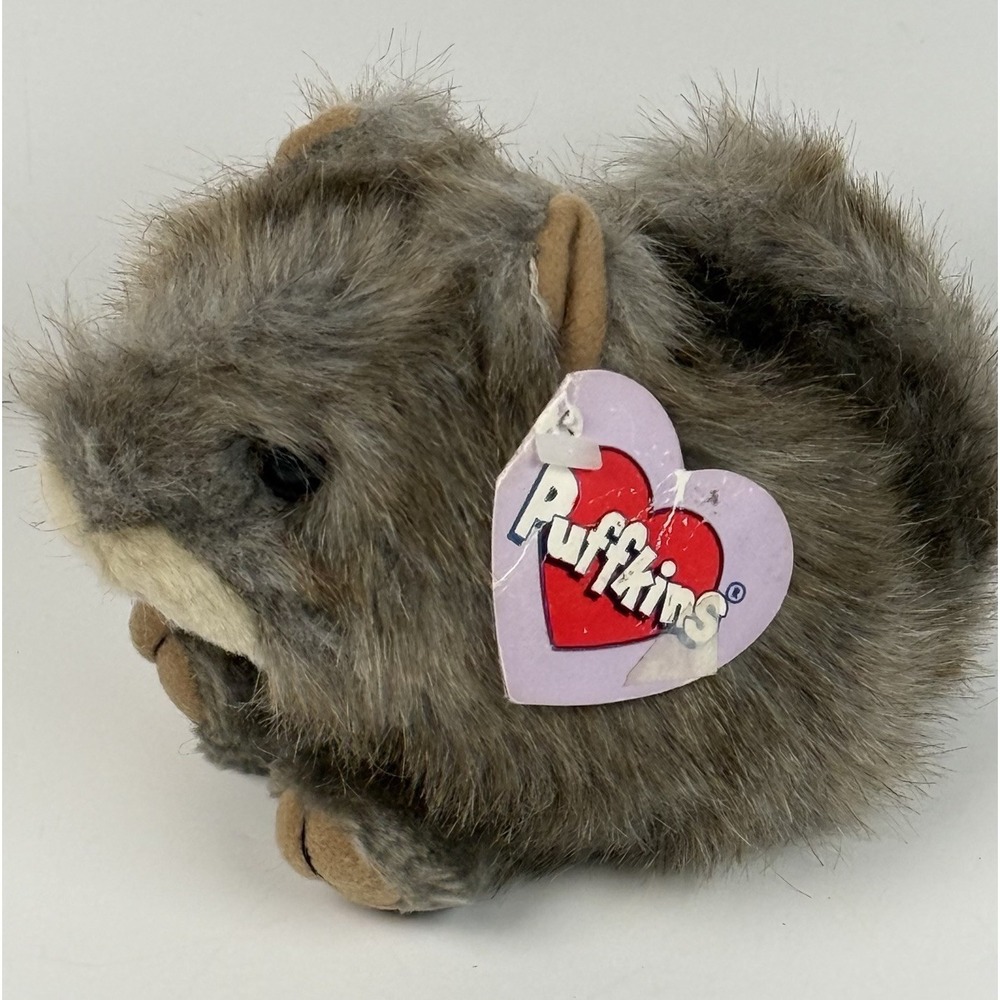 NWT Swibco Puffkins Nutty the Squirrel Plush Stuffed Animal Bean Bag VTG 1994